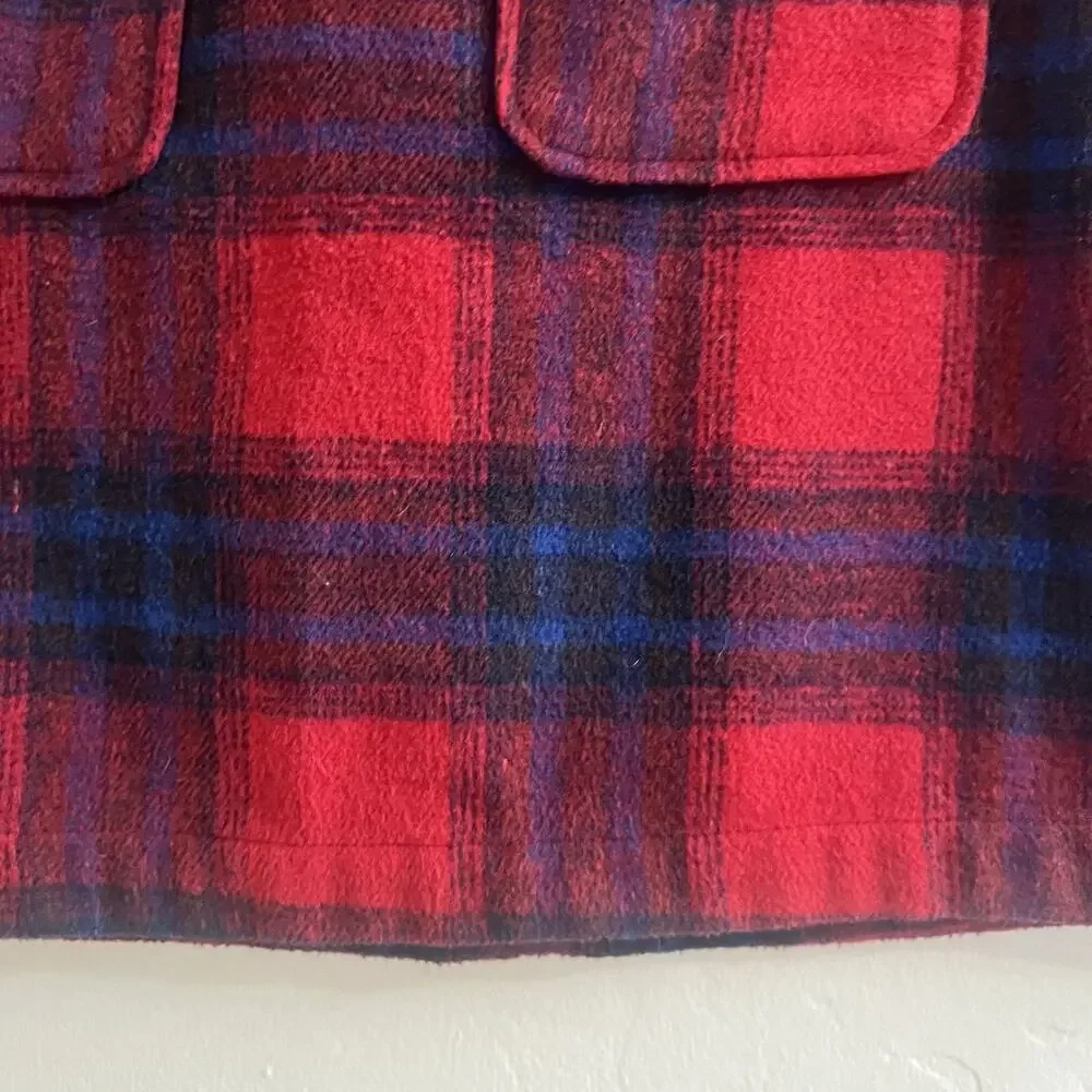 Free Press Clothing Mini Flannel Skirt Plaid Size Medium Red Blue Acadamia